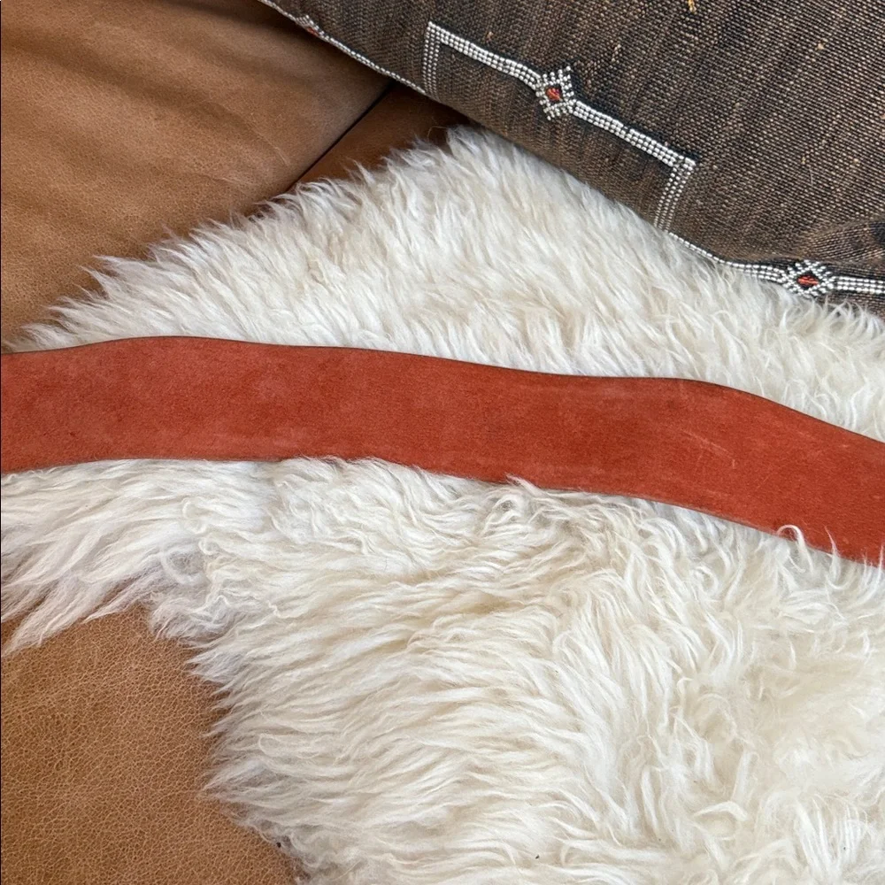 Vintage Anne Klein for Caldron Leather Belt with Gold Leaf Buckle
